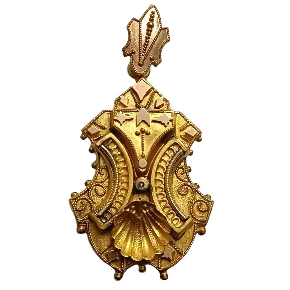 Antique Victorian Etruscan 10K Gold Locket Pendant